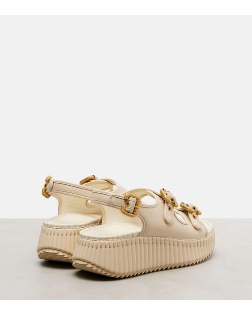 Chloé Natural Nama Leather Platform Sandals