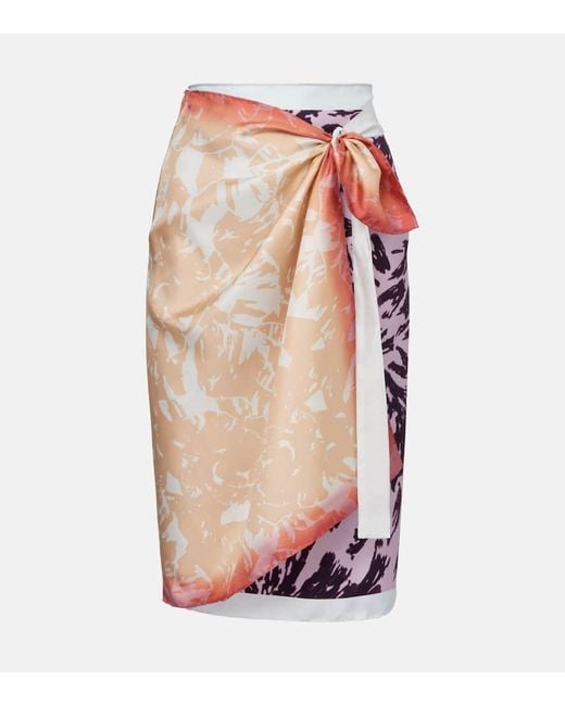 Falda Envolvente De Seda Estampada Dries Van Noten de color Multicolor