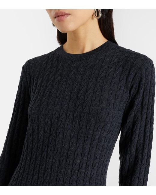 Totême  Blue Cable-Knit Wool Maxi Dress