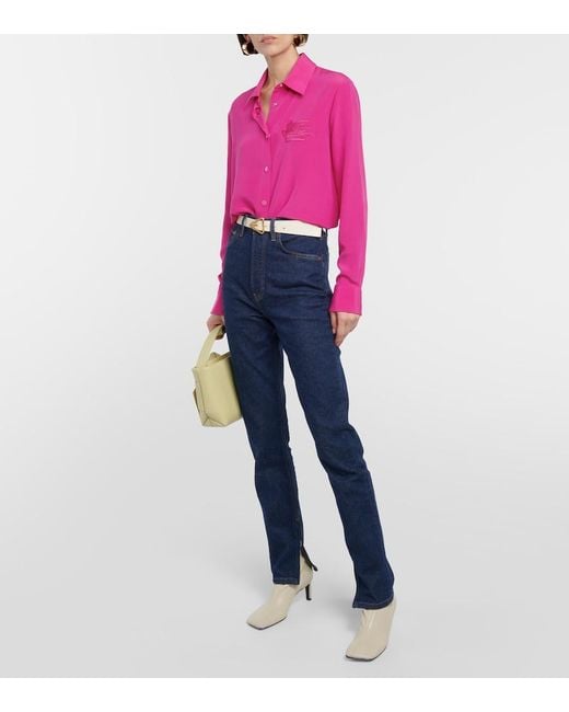 Re/done Blue Super High Drainpipe Slim Jeans