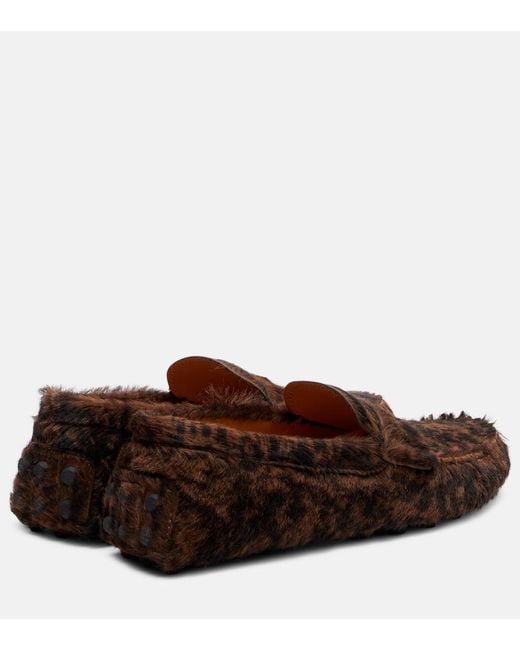 Tod's Brown Gommino Calf Hair Driving Shoes