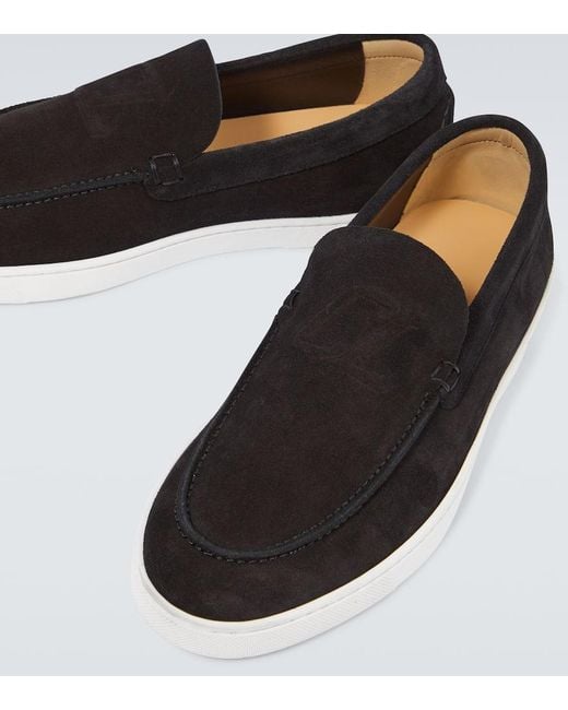Christian Louboutin Slip-Ons Varsiboat Aus Veloursleder in Black für Herren