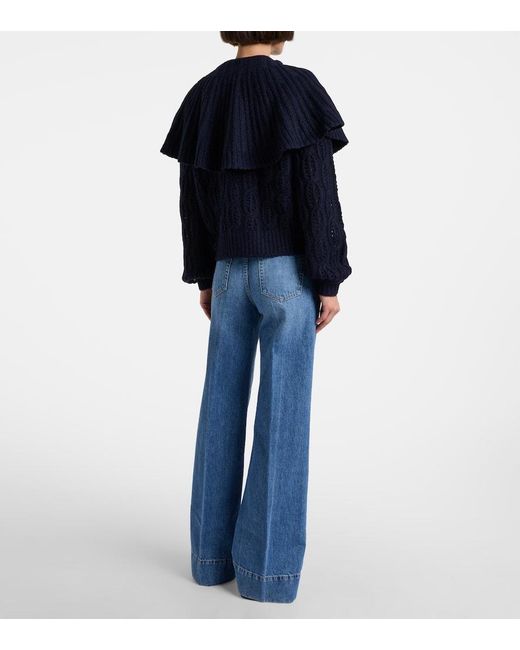 FRAME Blue Slice High-Rise Flared Jeans