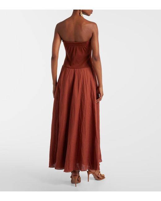 Johanna Ortiz Red Light And Sound Linen-Blend Maxi Dress