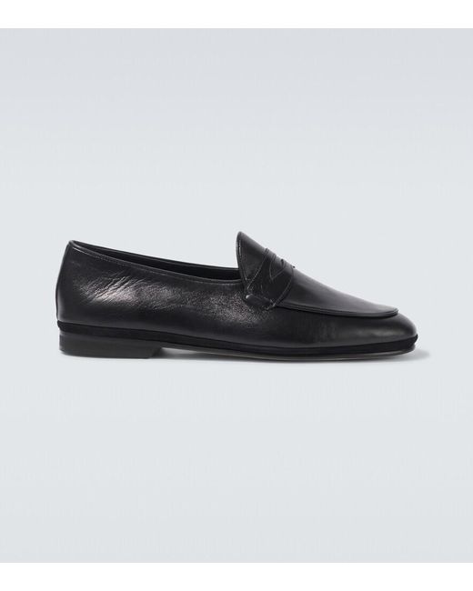 Rubinacci Black Leather Loafers for men