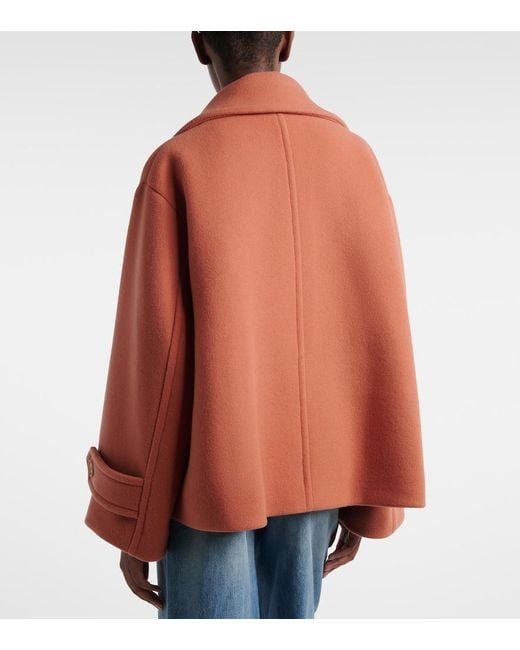Chloé Orange Oversized Wool-Blend Peacoat