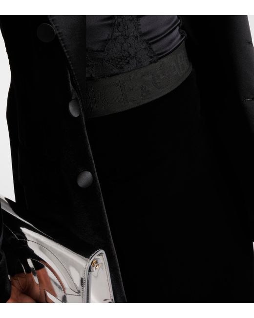 Dolce & Gabbana Black Velvet Pencil Skirt