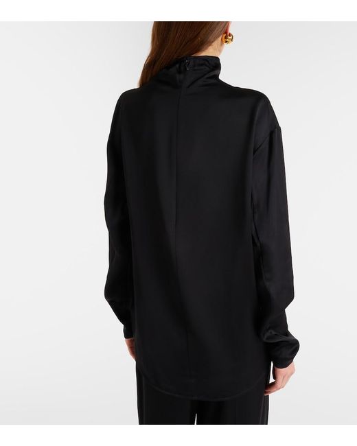 Totême Black Turtleneck Satin Top