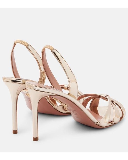 Aquazzura Pink Tati 85 Metallic Leather Sandals