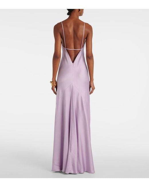 Victoria Beckham Purple Satin Gown