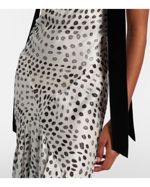 Nina Ricci White Polka-Dot Satin Midi Dress