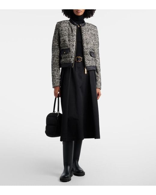 Moncler Gray Down-Paneled Wool-Blend Jacket