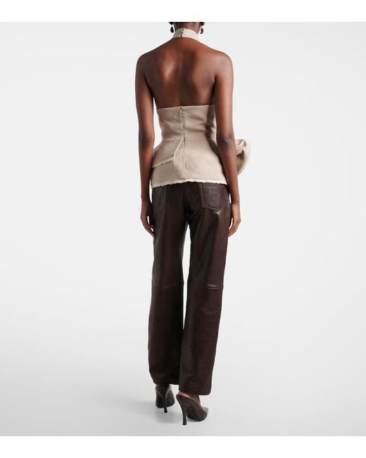 Magda Butrym Brown Leather Straight Pants