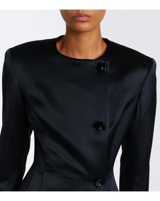 Rachel Gilbert Black Leeta Double-Breasted Satin Coat