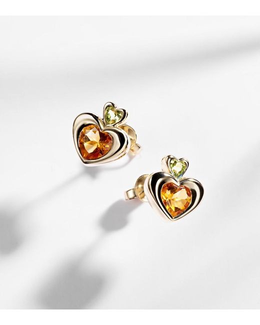 Roxanne First White 14Kt Single Earring With Citrine And Peridot