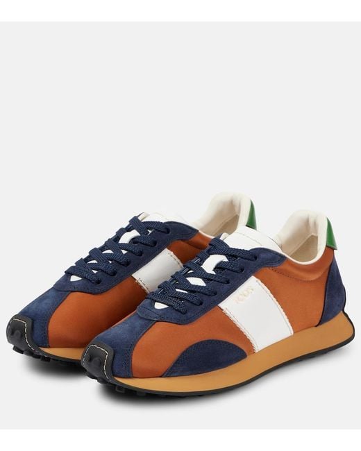 Tod's Blue T-Vintage Leather And Suede-Trimmed Sneakers