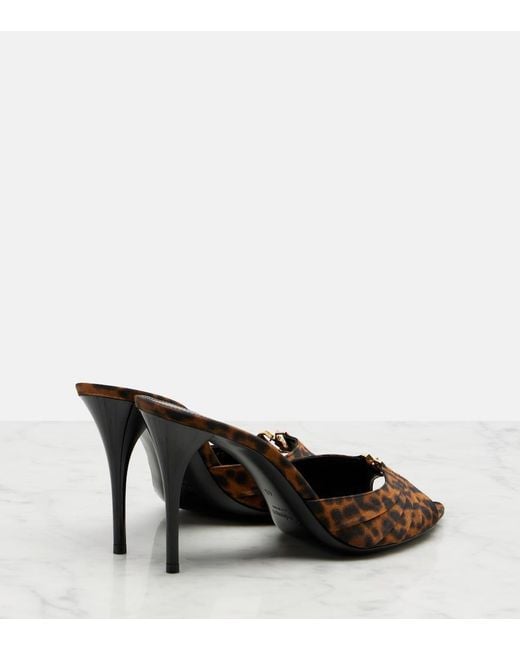 Saint Laurent Brown Babylone Cassandre Grosgrain Mules