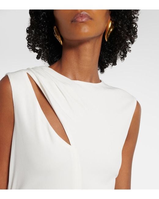 Tom Ford White Cutout Shoulder-Drape Viscose Crepe Jersey Cocktail Dress