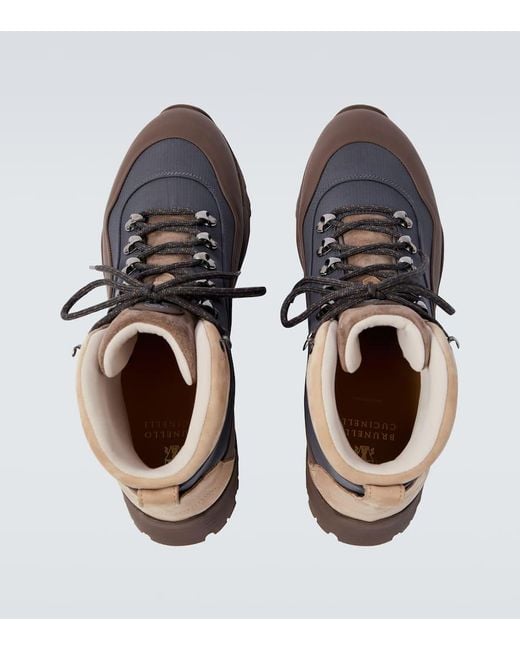 Brunello Cucinelli Schnuerstiefel Mit Leder in Blue für Herren