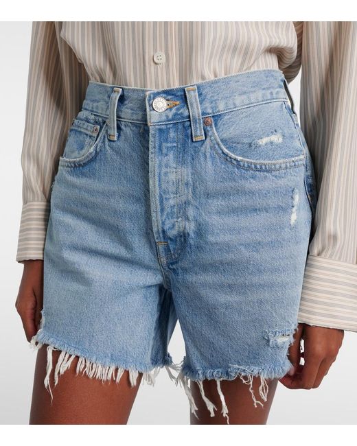 Agolde Blue Parker Mid-rise Denim Shorts