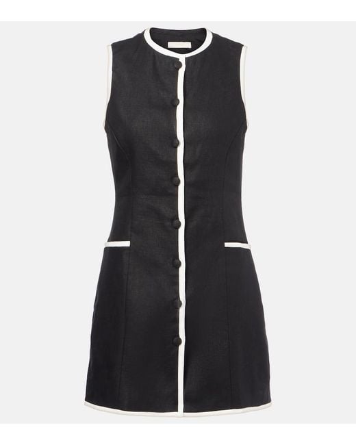 Faithfull The Brand Black Leria Linen Minidress