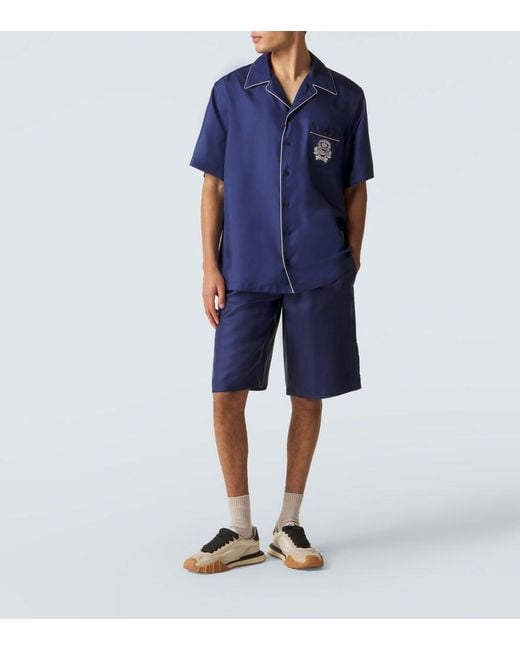 Dolce & Gabbana Blue Silk Satin Bermuda Shorts for men