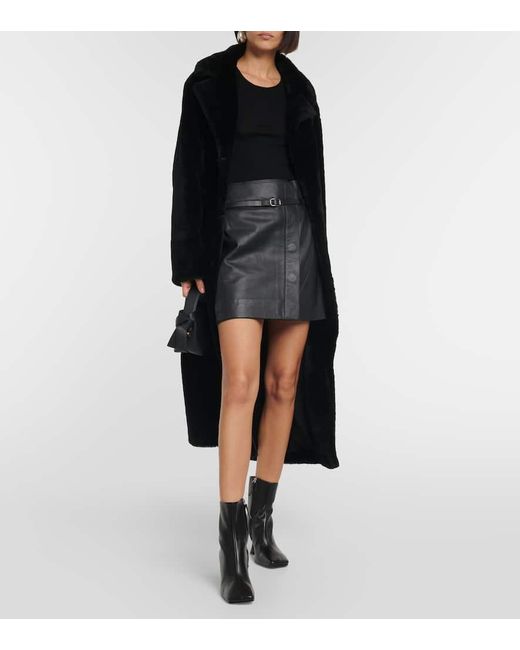 Minifalda envolvente de piel Yves Salomon de color Black