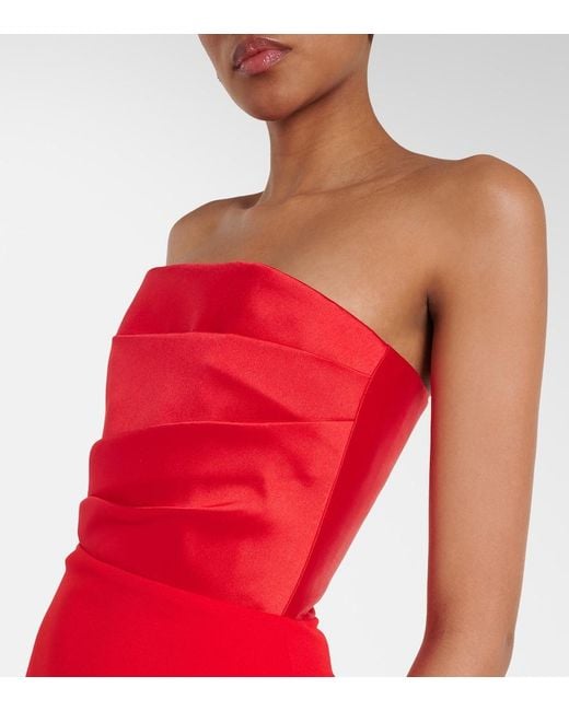 Solace London Red Afra Satin-Trimmed Gown