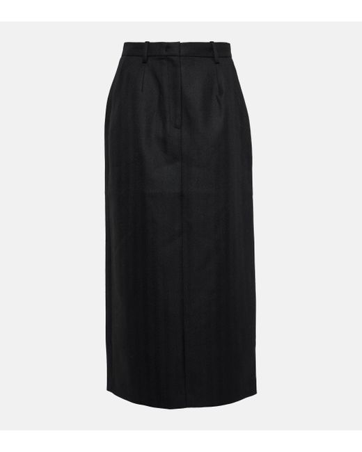 Co. Black Pinstripe Wool Pencil Skirt