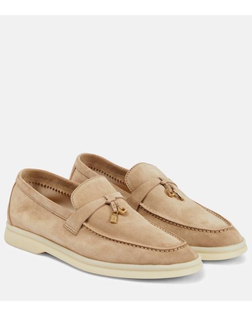 Loro Piana Brown Suede Summer Charms Walk Loafers