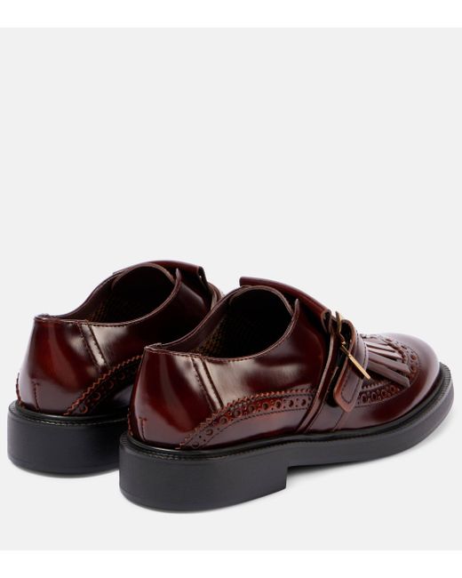 Tod's Brown Leather Monk Strap Shoes