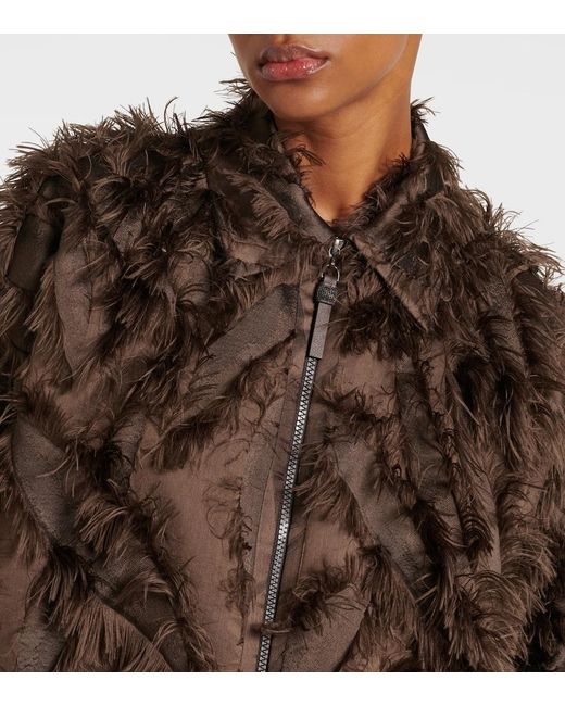 Brunello Cucinelli Brown Feather-Trimmed Jacket