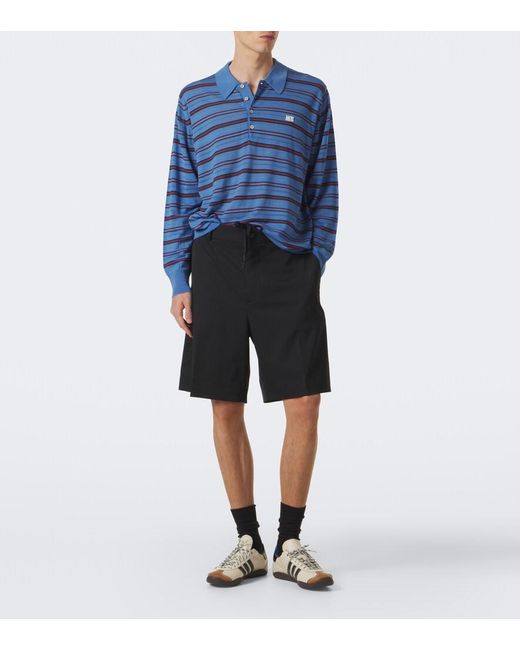 Wales Bonner Blue Beam Striped Wool Polo Sweater for men