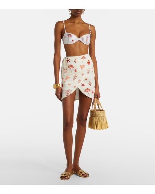 Agua Bendita Pink Agustina Printed Linen Beach Cover-Up