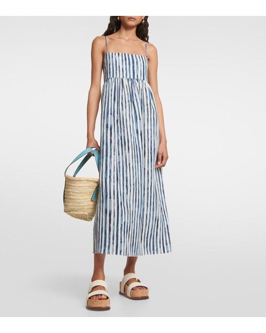 Vince Blue Striped Midi Dress