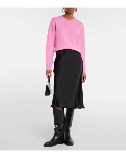 Jil Sander Black Satin Midi Skirt