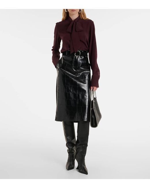 Stella McCartney Purple Tie-Neck Silk Blouse