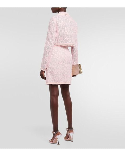 Giambattista Valli Pink Cropped Lace Jacket
