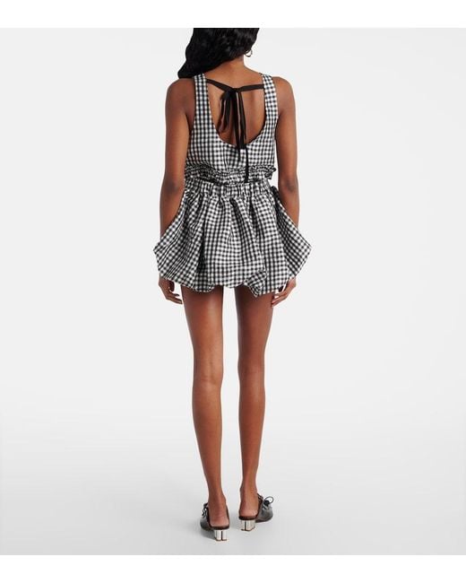 Ganni Black 'Crinkled Check Mini Bubble' Skirt