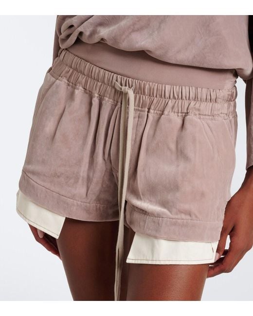 Rick Owens Pink Fog Velvet Shorts