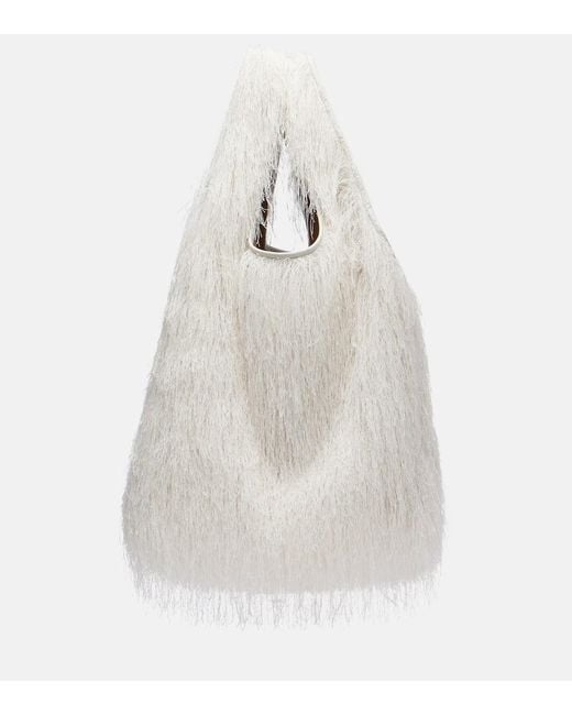 Dries Van Noten White March Large Fringed Tote Bag