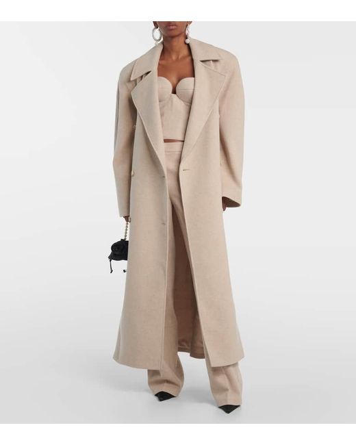 Magda Butrym Natural Double-Breasted Cashmere Coat