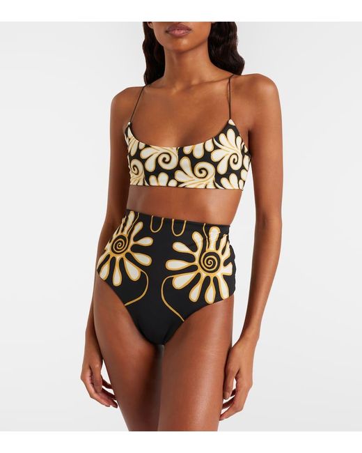 Cala De La Cruz Metallic Isla Printed Bikini Top