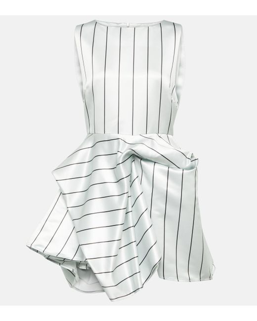 J.W. Anderson White Draped Striped Minidress