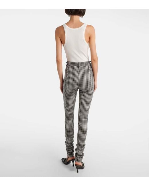 Acne Gray Checked Wool-Blend Slim Pants