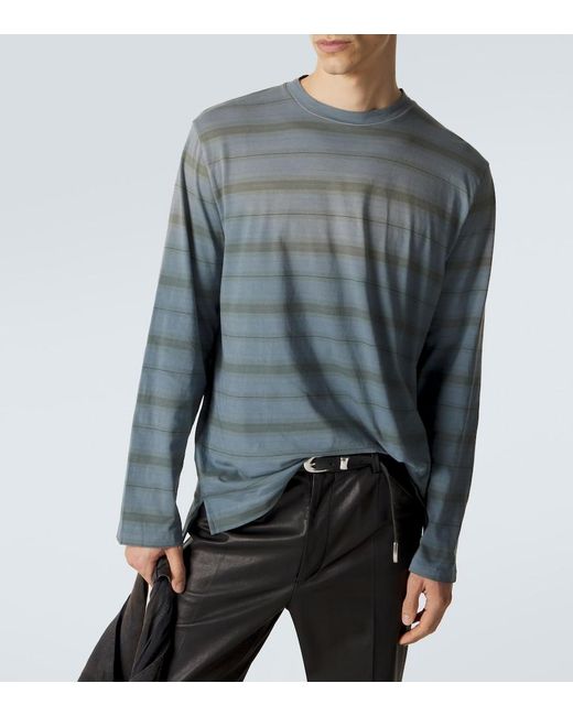 Our Legacy Blue Box Striped Cotton T-Shirt for men