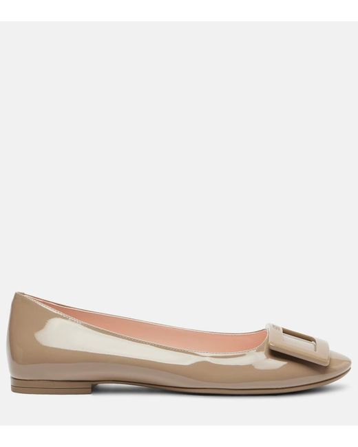 Roger Vivier Natural Gommettine Patent Leather Ballet Flats