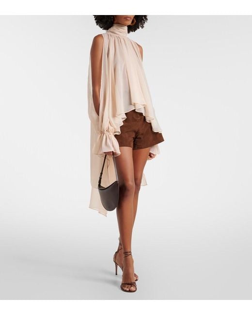 Blumarine Natural Asymmetric Georgette Blouse
