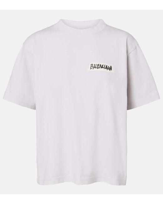 Balenciaga White Logo Cotton Jersey T-Shirt