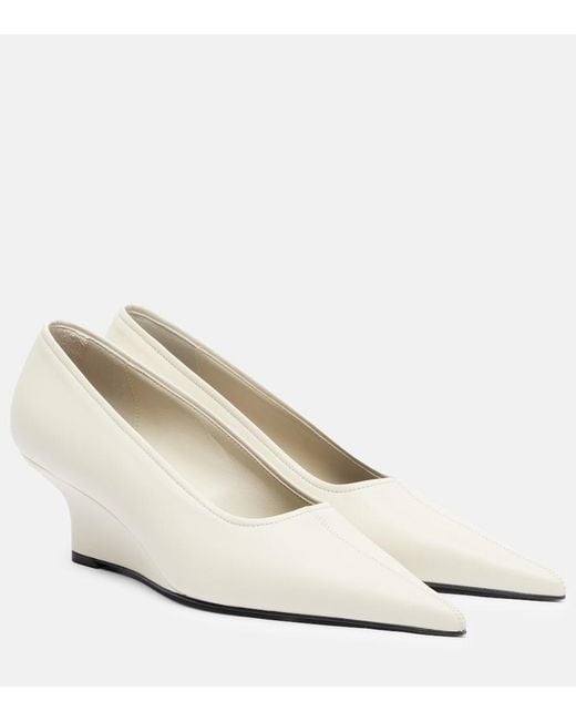 Totême  White Sharp Leather Wedges